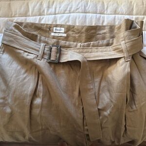 Filippa K Brown Cotton Linen Pants with Belt
